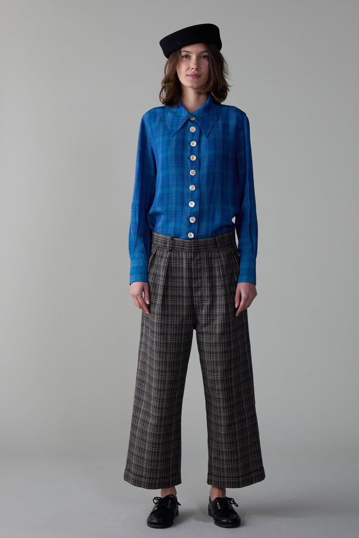 caron callahan WILLIAM PANT Black Pencil Plaid