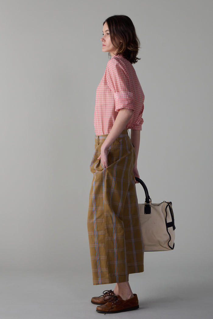 Caron Callahan WILLIAM PANT Camel Windowpane Plaid