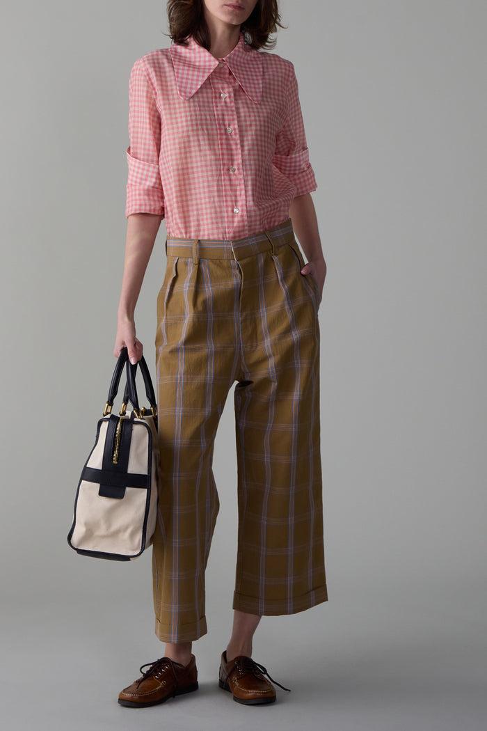 Caron Callahan WILLIAM PANT Camel Windowpane Plaid