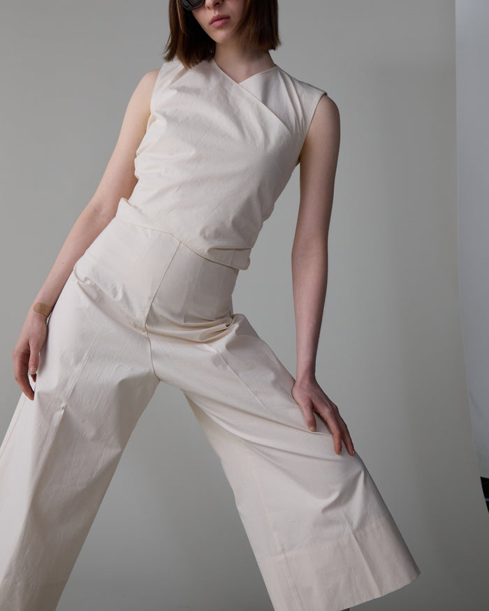 Caron Callahan CARRELL JUMPSUIT Cream Japanese Poplin