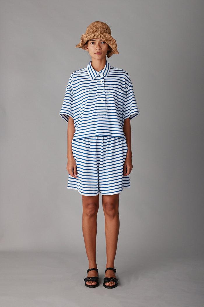 caron callahan OLIVIA SHORT Blue & White Stripe Jersey