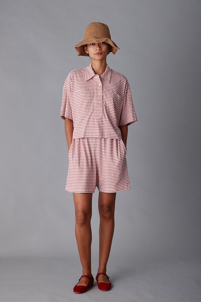 caron callahan OLIVIA SHORT Pink Fine Jersey Stripe
