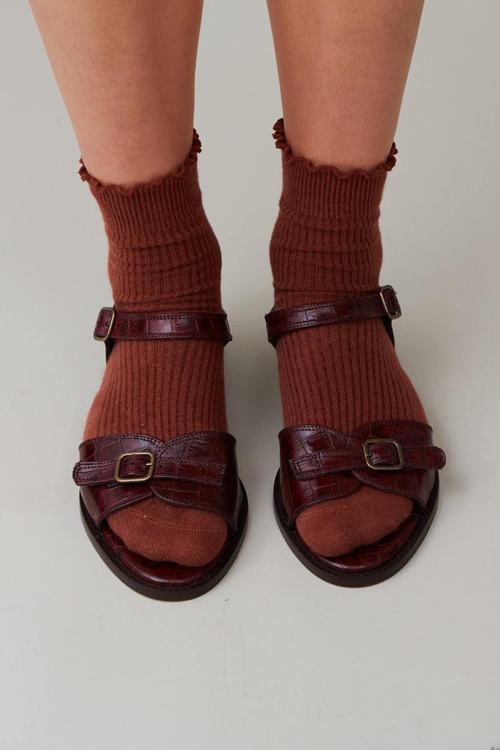 Caron Callahan REMY SANDAL Bordeaux Embossed Leather