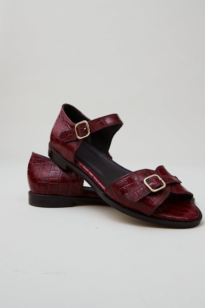 caron callahan REMY SANDAL Bordeaux Embossed Leather