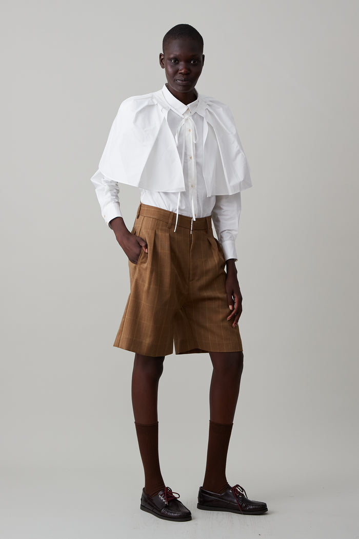 Caron Callahan WILLIAM SHORT Brown Plaid Light Wool