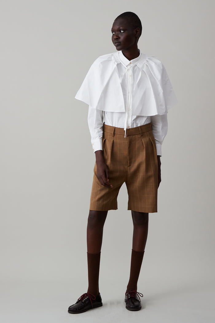 Caron Callahan WILLIAM SHORT Brown Plaid Light Wool