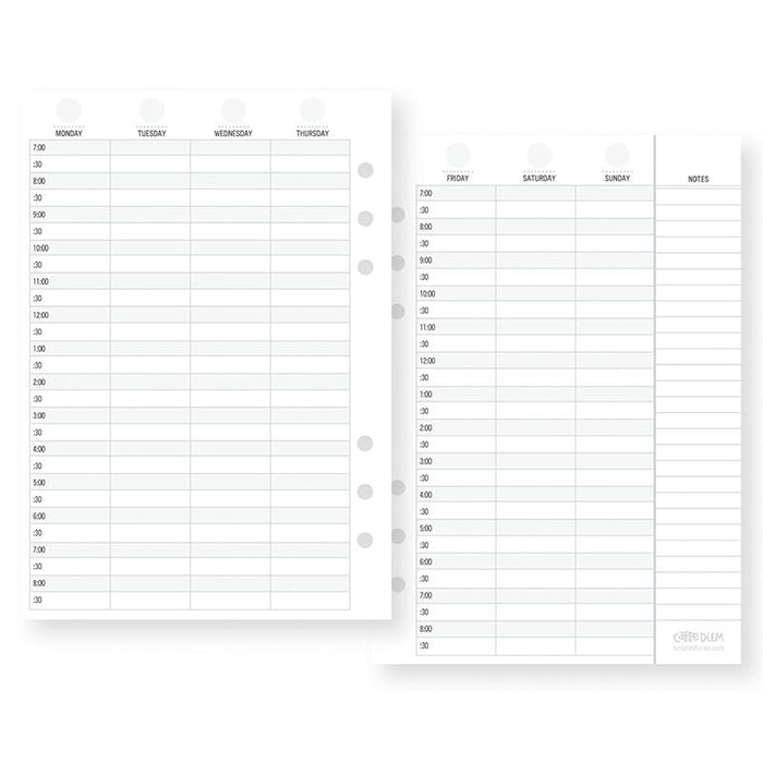 carpe diem A5 Planner Weekly Vertical Schedule Inserts
