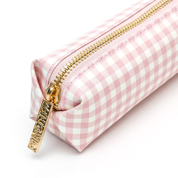 Carpe Diem Ballerina Pink Check 8" Slim Pencil Case/Pouch