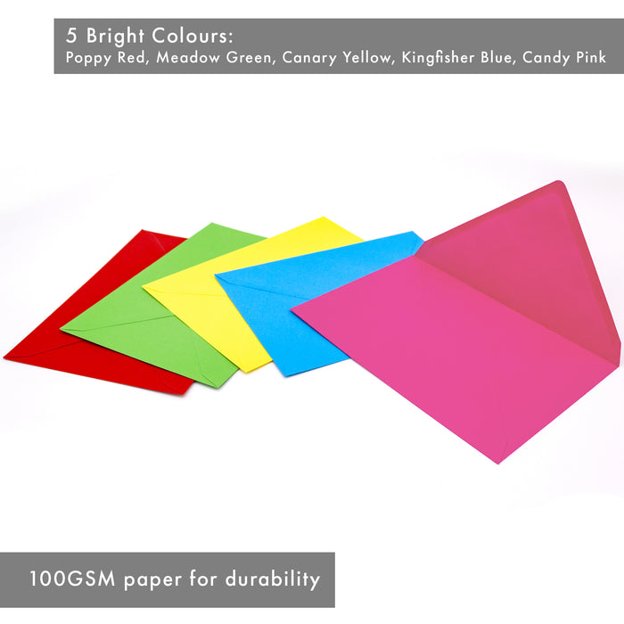 Carpe Diem Bright Colored Assorted A2 Envelopes - Pack Of 25