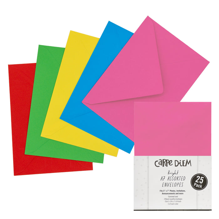 carpe diem Bright Coloured Assorted A7 Envelopes - Pack of 25