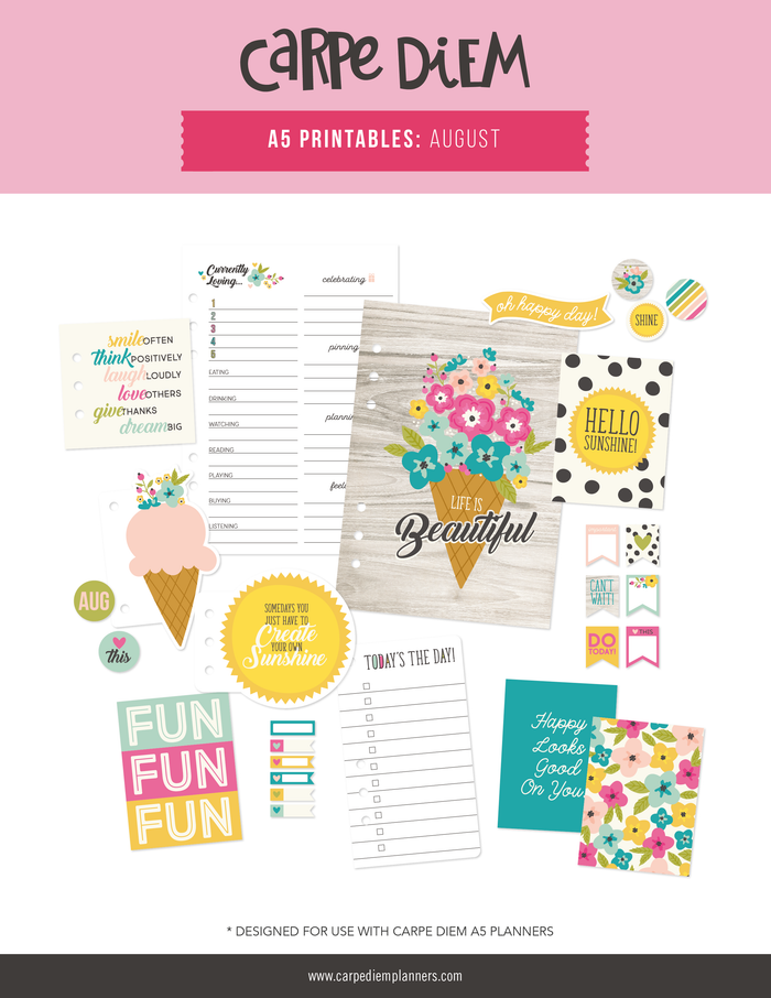 carpe diem A5 Planner Printables - August Freebie