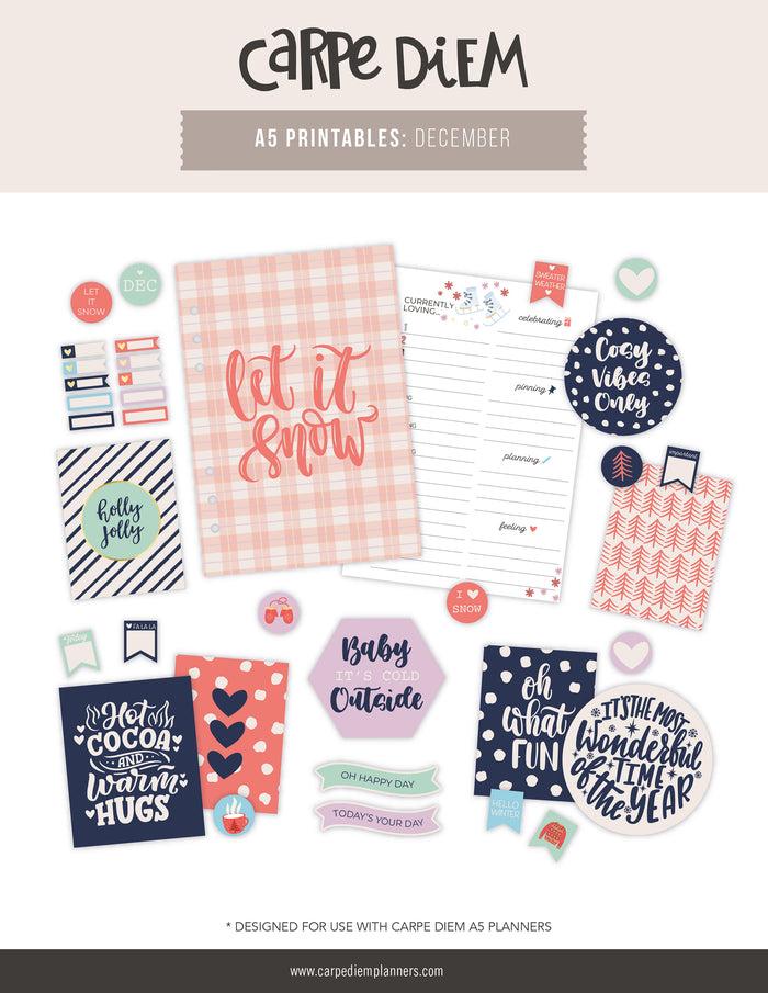 carpe diem A5 Planner Printables - December Freebie