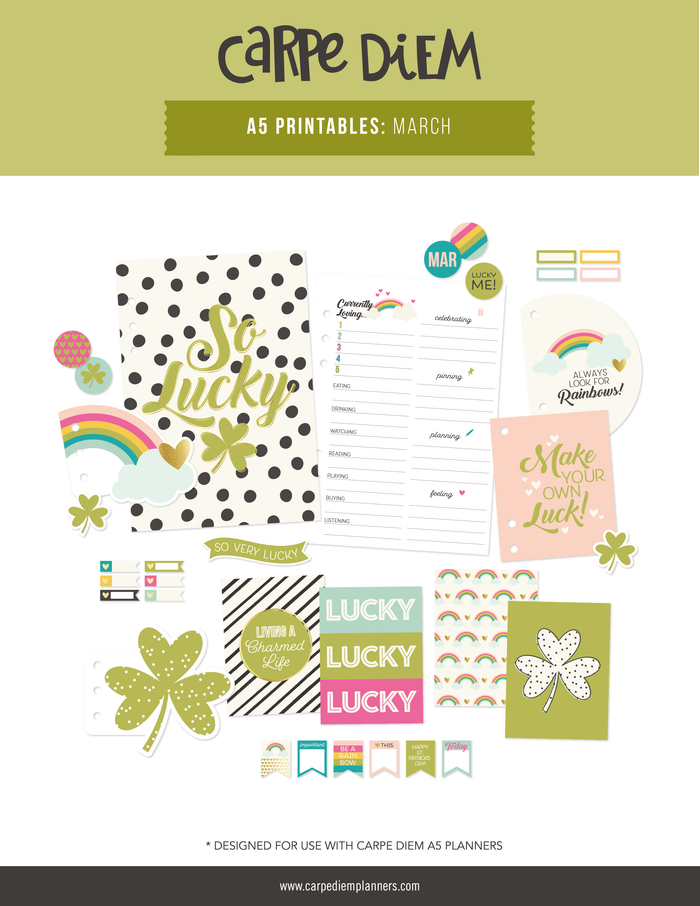 carpe diem A5 Planner Printables - March Freebie