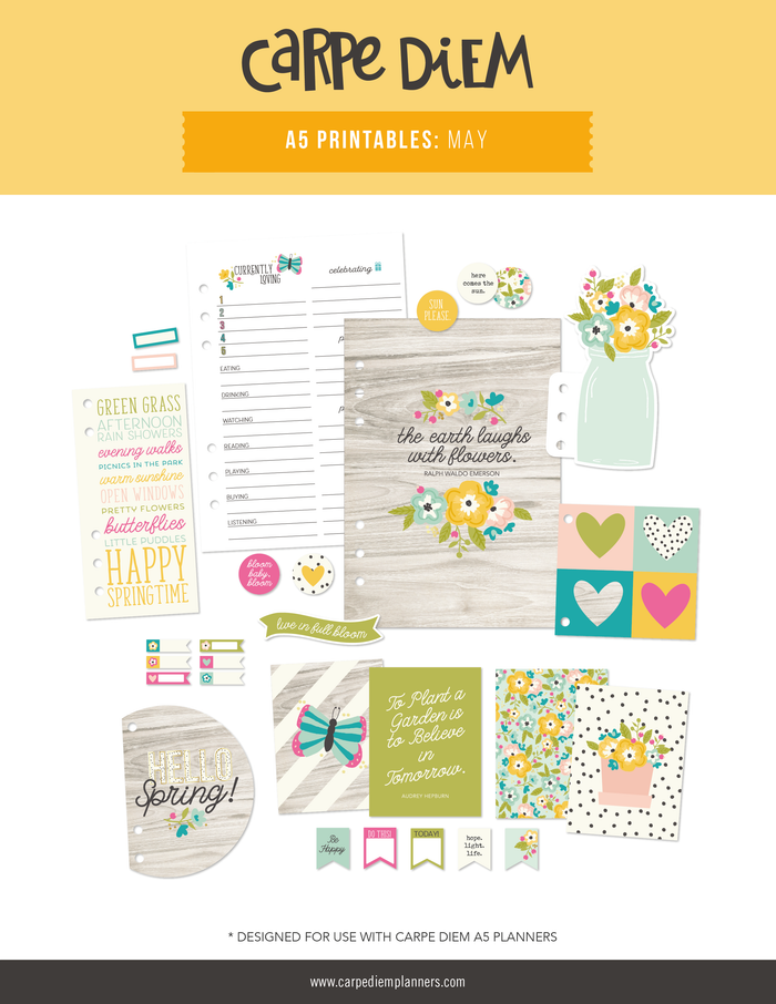 carpe diem A5 Planner Printables - May Freebie