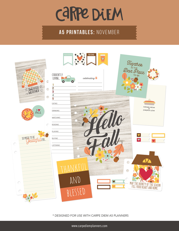 carpe diem A5 Planner Printables - November Freebie