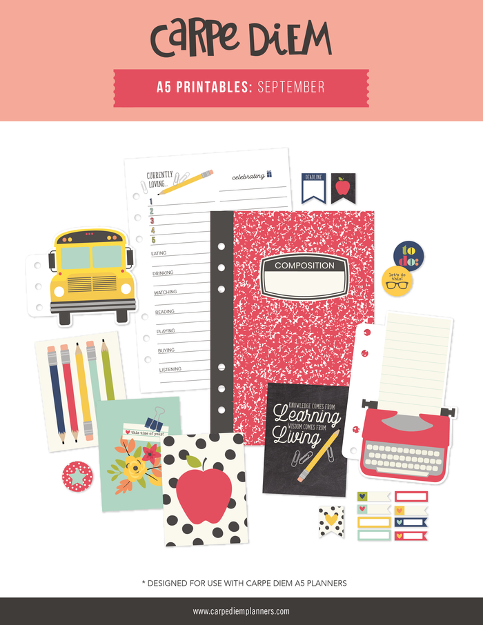 carpe diem A5 Planner Printables - September Freebie