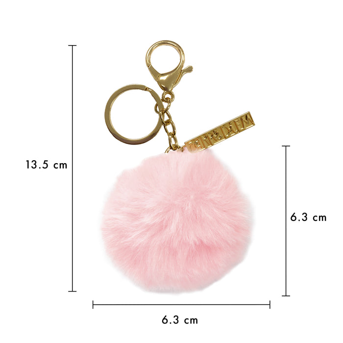 Carpe Diem Ballerina Pink Faux Fur Pom Pom Keyring