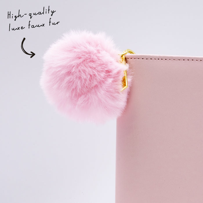 Carpe Diem Ballerina Pink Faux Fur Pom Pom Keyring