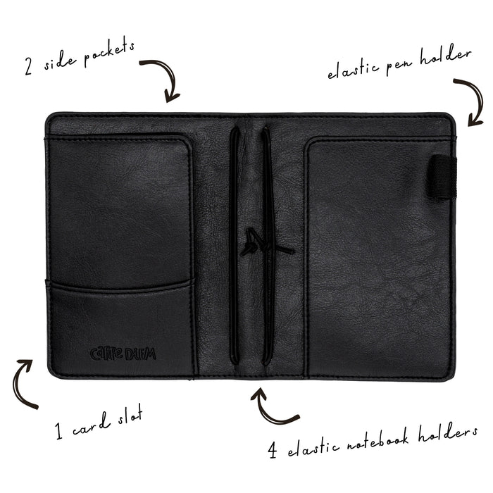 Carpe Diem Black A6 Notebook And Passport Holder