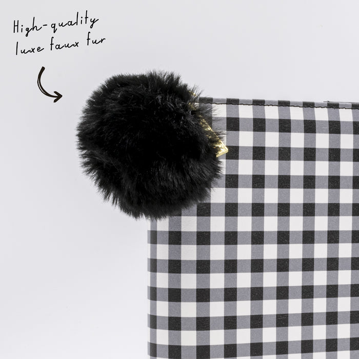 Carpe Diem Black Faux Fur Pom Pom Keyring