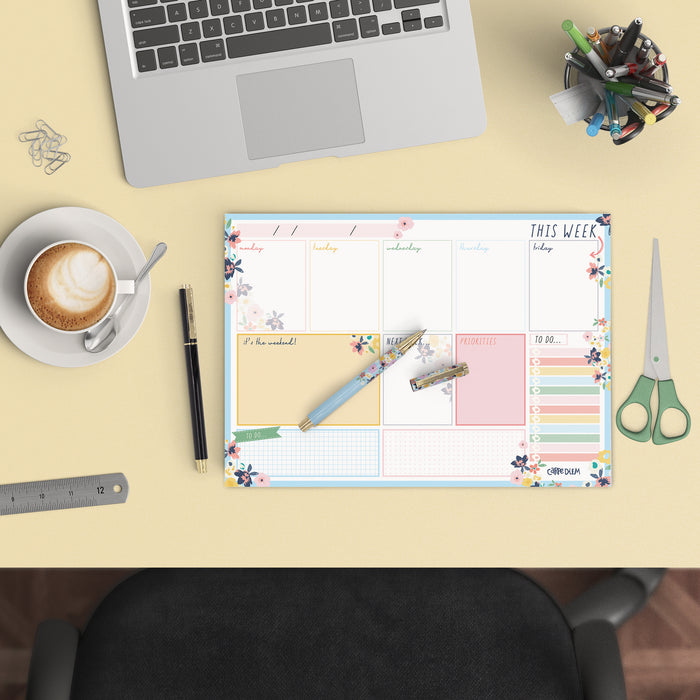 Carpe Diem Ditsy Floral Weekly Planner Pad