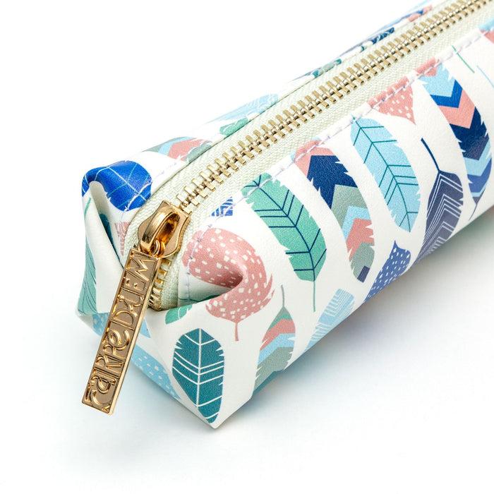 Carpe Diem Feathers 8" Slim Pencil Case/Pouch