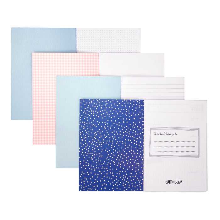 Carpe Diem Feathers A6 4 Pack Notebooks