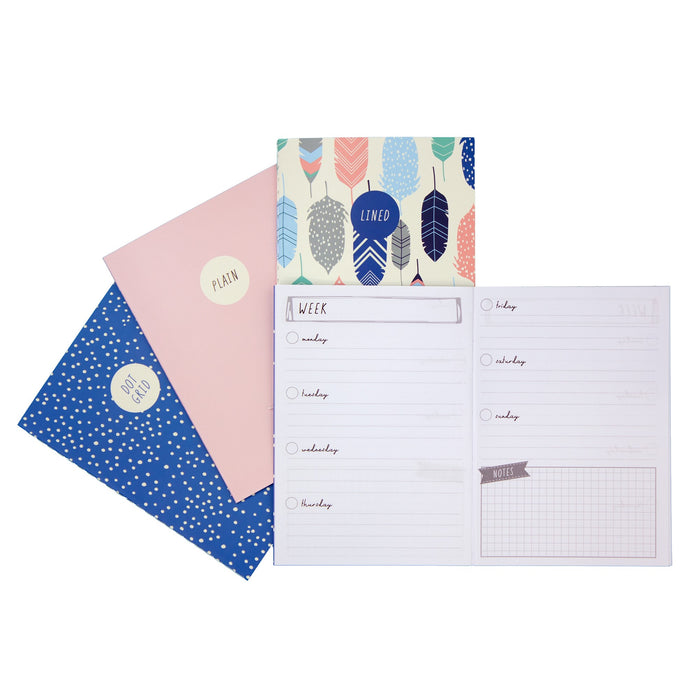 Carpe Diem Feathers A6 4 Pack Notebooks