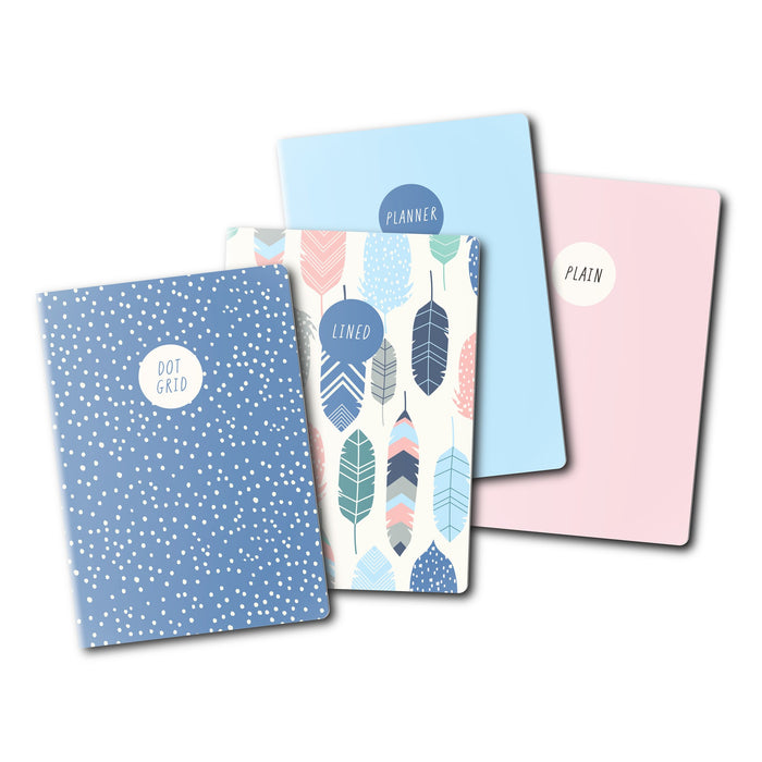 carpe diem Feathers A6 4 Pack Notebooks