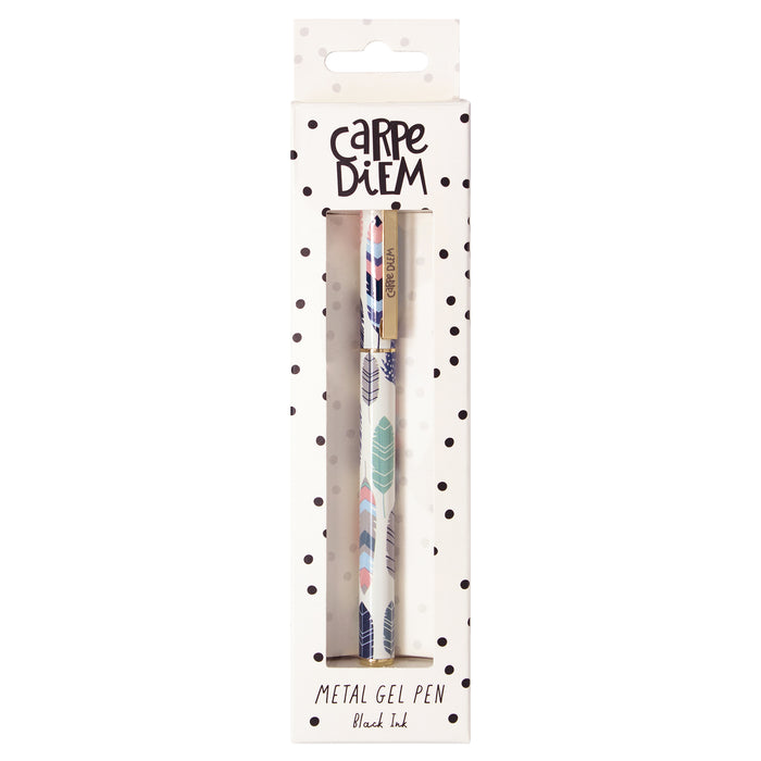 Carpe Diem Feathers Metal Gel Pen