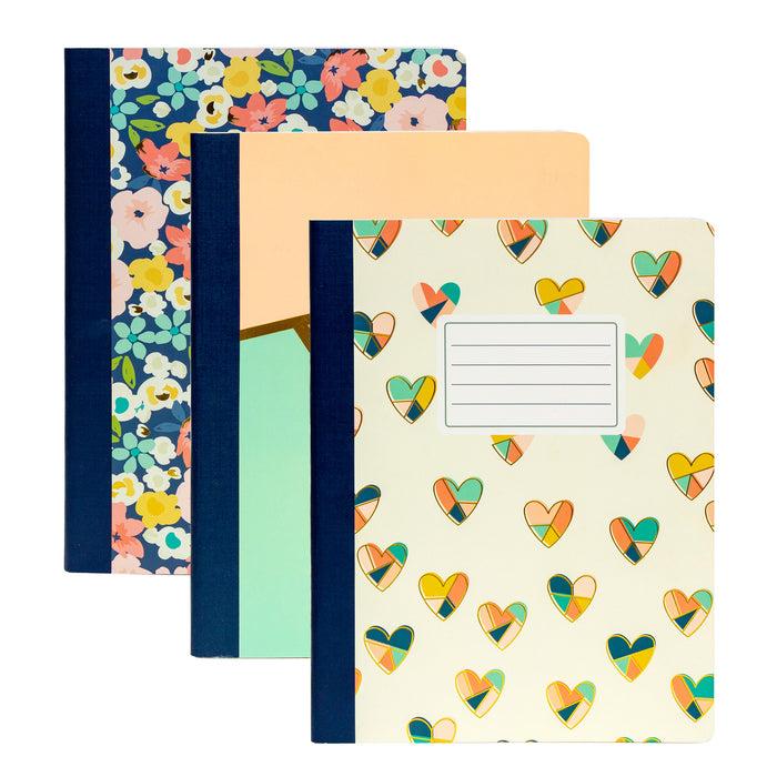 carpe diem Floral Love Composition Books 3-pack