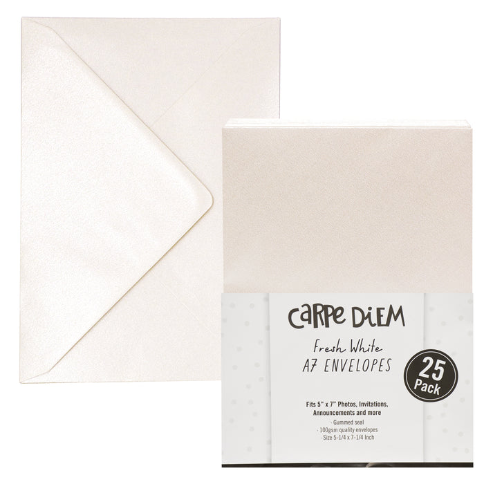 Carpe Diem Fresh White A7 Envelopes - Pack Of 25