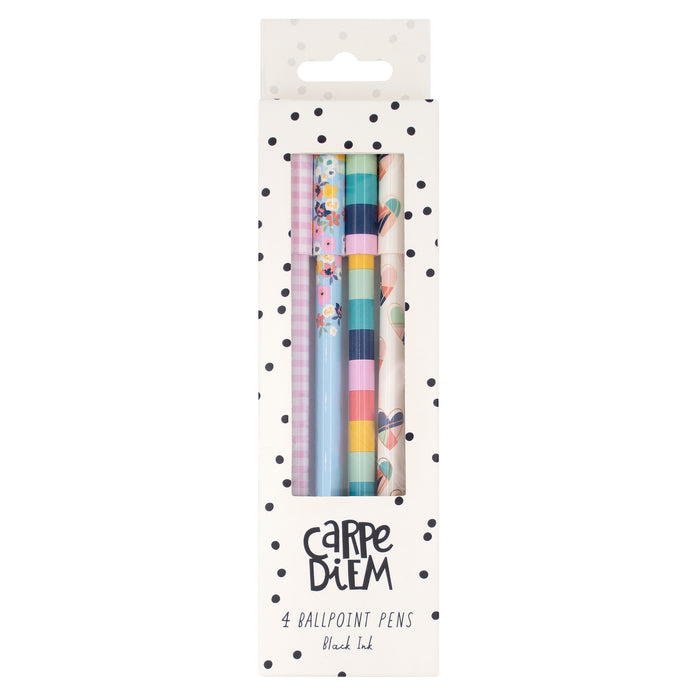 Carpe Diem Hearts Ballpoint Pen - 4 Pack