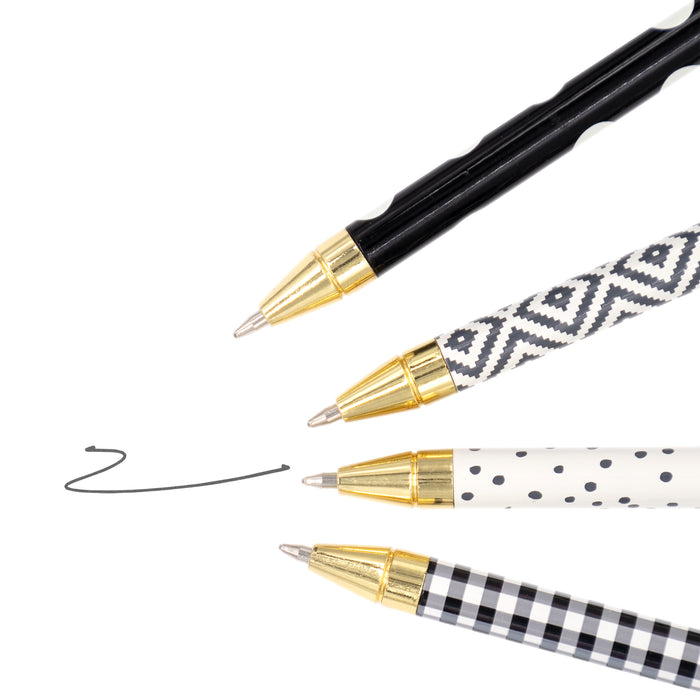 Carpe Diem Monochrome Ballpoint Pen - 4 Pack