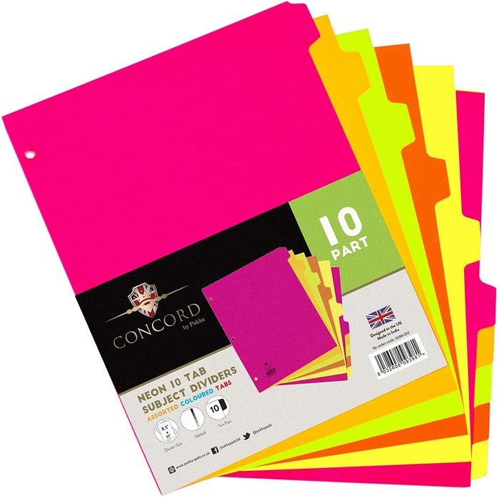 carpe diem Neon 10-Tab Subject Dividers