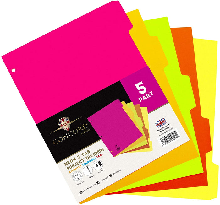 carpe diem Neon 5-Tab Subject Dividers