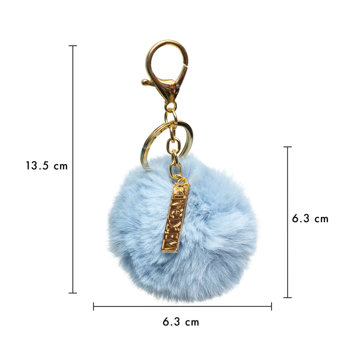 Carpe Diem Sky Blue Pom Pom Keyring
