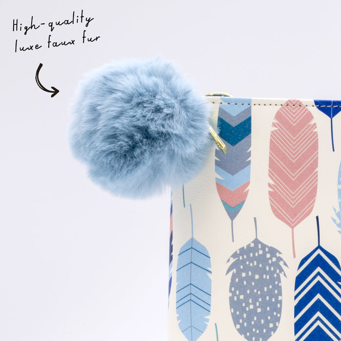 Carpe Diem Sky Blue Pom Pom Keyring