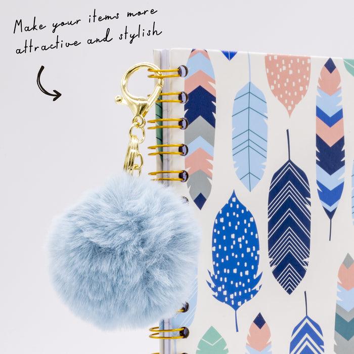 Carpe Diem Sky Blue Pom Pom Keyring