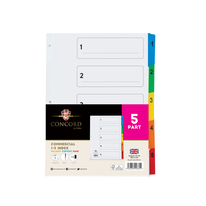 carpe diem Concord Mylar Index Letter Size Multi 1-5