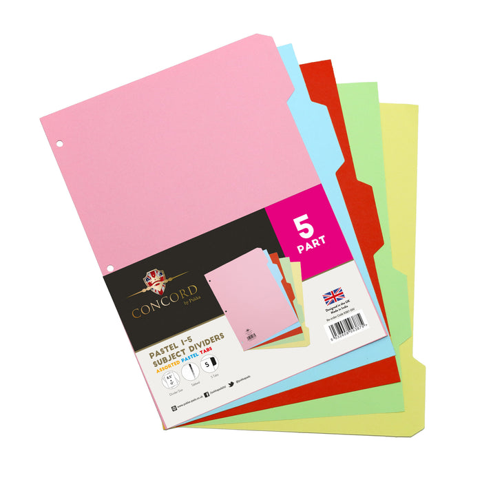 carpe diem Concord Pastel Divider Letter size 5-Part Multi-color