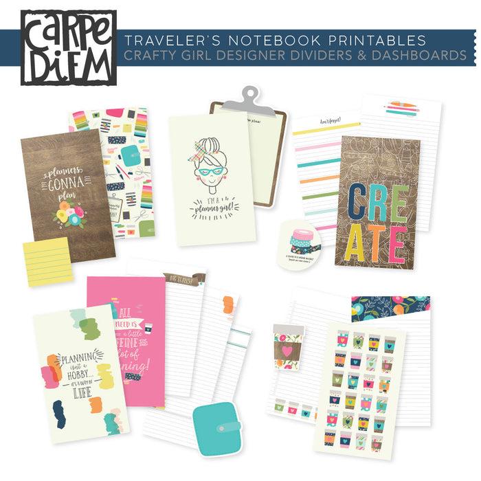 carpe diem Crafty Girl Traveler's Notebook Printables - Designer Pages & Dashboards