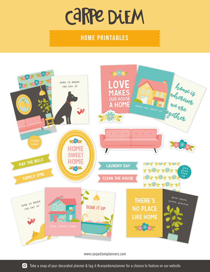 Carpe Diem Digital Printables Bundle- Home Faith Fitness & Wellness And Recipe