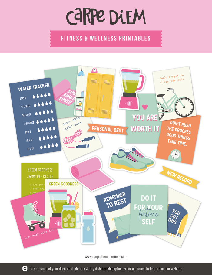 Carpe Diem Digital Printables Bundle- Home Faith Fitness & Wellness And Recipe
