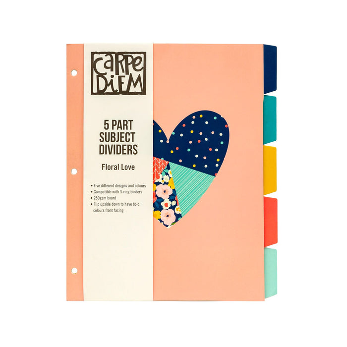 Carpe Diem Floral Love 5-Subject Reversible Dividers