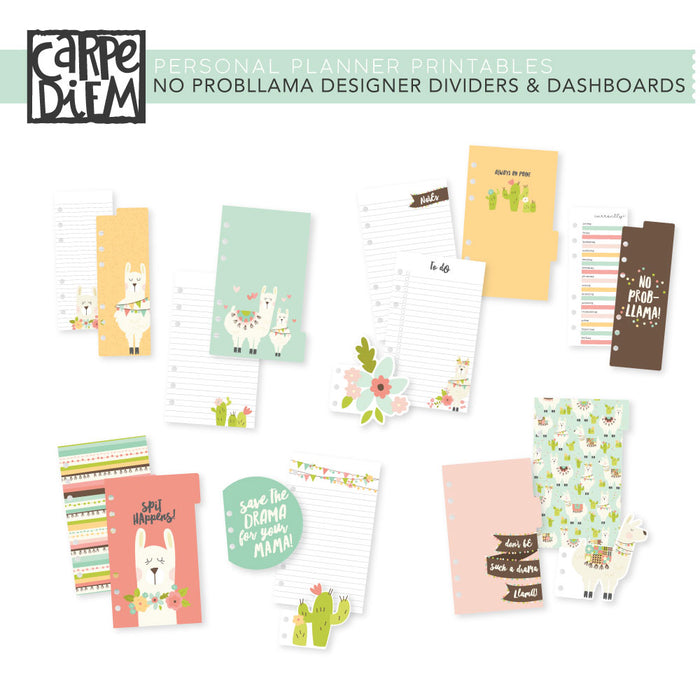 carpe diem No ProbLlama Personal Planner Printables - Designer Dividers & Dashboards