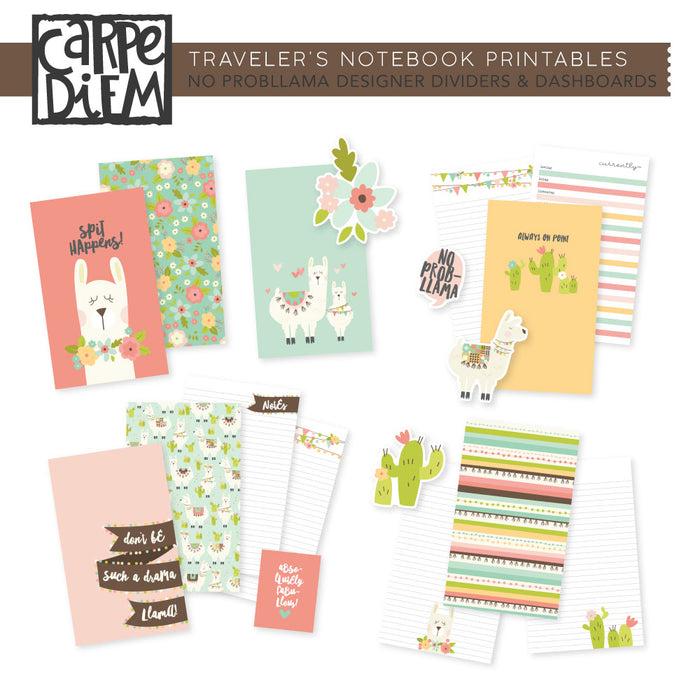 carpe diem No ProbLlama Traveler's Notebook Printables - Designer Pages & Dashboards