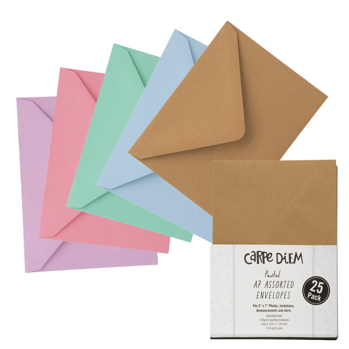 carpe diem Pastel Coloured Assorted A7 Envelopes - Pack of 25