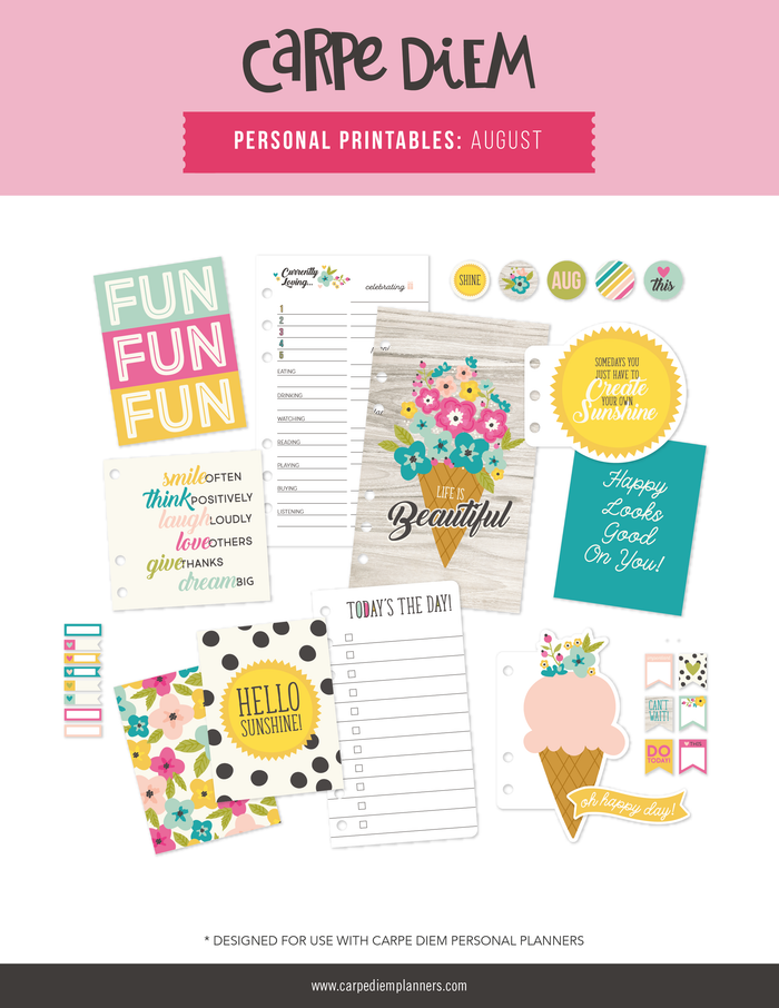 carpe diem Personal Planner Printables - August Freebie