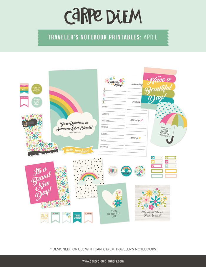 carpe diem Traveler's Notebook Printables - April Freebie